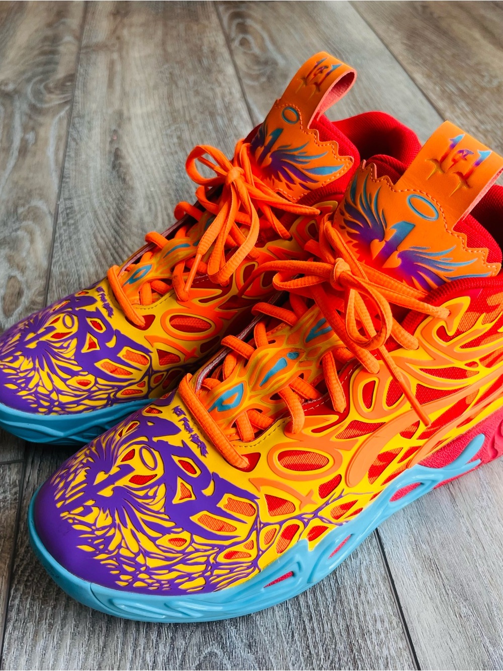 Puma LaMelo Ball MB.04 Phoenix 311308-01 Sneakers Orange Blue Purple Mens Size 8